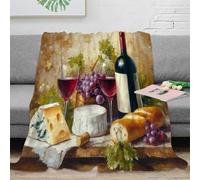 OTBSDNKZZ stampa 3D Red wine glasses coperta da letto microfibra biancheria da letto lavabile plaid da letto morbido e caldo anti-pilling per uso notturno Still life painting 70×80inch(180x200cm)