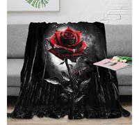 OTBSDNKZZ stampa 3D RedRoseNight coperta da ufficio microfibra biancheria da letto non perde pelo coperta da riposo calda per regali per professionisti GothicArtStyle 70×80inch(180x200cm)
