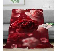 OTBSDNKZZ stampa 3D Romantic roses coperta da viaggio microfibra biancheria da letto morbida coperta da riposo anti-pilling per giovani in viaggio lavoro Soft floreale design 40x50inch(100x130cm)