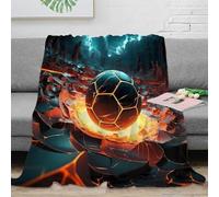 OTBSDNKZZ stampa 3D SoccerBall coperta microfibra biancheria da letto morbida e calda plaid traspirante anti-pilling per uso domestico FantasyArtStyle 50x60inch(127x152cm)