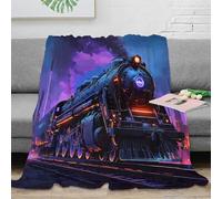 OTBSDNKZZ stampa 3D steam locomotive coperta microfibra biancheria da letto non perde pelo coperta da camera da letto calda per studenti in dormitorio cyberpunk train arte 60x80inch(150x200cm)
