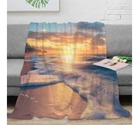 OTBSDNKZZ stampa 3D Sunset beach sc coperta da pisolino microfibra biancheria da letto non perde pelo plaid da pisolino caldo per regali per chi ama riposare Ocean sunset landsca 70×80inch(180x200cm)