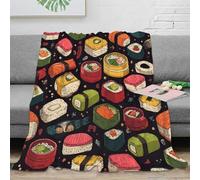 OTBSDNKZZ stampa 3D Sushi assortment coperta termica microfibra biancheria da letto morbida plaid termico soffice e caldo anti-pilling non perde pelo per inverno Japanese cuisine 40x50inch(100x130cm)