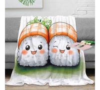 OTBSDNKZZ stampa 3D Sushi characters coperta microfibra biancheria da letto anti-pilling e calda plaid compatto per giovani in trasferte lavorative kawaii carino arte 40x50inch(100x130cm)