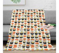OTBSDNKZZ stampa 3D sushi pattern coperta microfibra biancheria da letto lavabile e morbida coperta da viaggio leggera per regali per gite e vacanze hand drawn food design 40x50inch(100x130cm)