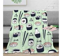 OTBSDNKZZ stampa 3D Sushi pattern coperta per tutte le stagioni microfibra biancheria da letto versatile coperta in pile morbida per studenti fuori sede cartoon food design 40x50inch(100x130cm)