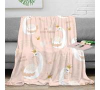 OTBSDNKZZ stampa 3D Swan princess coperta da viaggio microfibra biancheria da letto compatta coperta da viaggio morbida per giovani in vacanza cartoon carino design 70×80inch(180x200cm)
