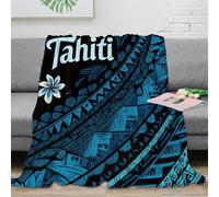 OTBSDNKZZ stampa 3D Tahiti design coperta da ufficio microfibra biancheria da letto elegante coperta da riposo morbida per regali per lavoratori Polynesian tribal arte 70×80inch(180x200cm)