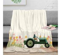 OTBSDNKZZ stampa 3D Tractor ride coperta in pile biancheria da letto morbida e calda coperta termica traspirante lavabile in lavatrice per freddo invernale Spring giardino illust 60x80inch(150x200cm)