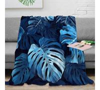 OTBSDNKZZ stampa 3D tropical leaves coperta da letto microfibra biancheria da letto compatta coperta da camera da letto morbida per studenti in dormitorio blue botanical arte 50x60inch(127x152cm)