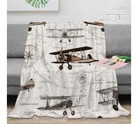 OTBSDNKZZ stampa 3D vintage planes coperta da pisolino microfibra biancheria da letto non perde pelo plaid da pisolino caldo per regali per chi ama riposare Retro aviation arte 50x60inch(127x152cm)