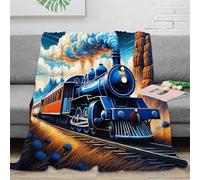 OTBSDNKZZ stampa 3D vintage train coperta da divano microfibra biancheria da letto non perde pelo coperta da relax morbida per giovani in serate relax Steam locomotive arte 40x50inch(100x130cm)