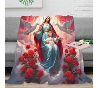 OTBSDNKZZ stampa 3D Virgin Mary coperta da viaggio microfibra biancheria da letto morbida coperta da riposo calda e soffice anti-pilling per relax in viaggio religious icon 40x50inch(100x130cm)