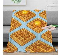 OTBSDNKZZ stampa 3D Waffle breakfast coperta da salotto microfibra biancheria da letto non perde pelo plaid da salotto caldo per giovani in casa con amici cartone animato food 40x50inch(100x130cm)