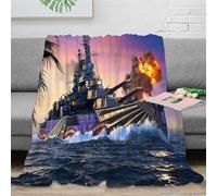 OTBSDNKZZ stampa 3D WarshipBattleScene coperta da divano microfibra biancheria da letto non perde pelo coperta da relax morbida per regali per serate relax MilitaryArtStyle 50x60inch(127x152cm)