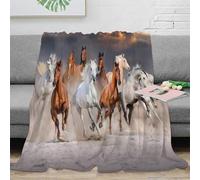 OTBSDNKZZ stampa 3D Wild horses galloping coperta da pisolino microfibra biancheria da letto non perde pelo plaid da pisolino caldo per regali per chi ama riposare Desert sunset 50x60inch(127x152cm)
