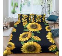 OTBSDNKZZ Sunflower bloomsSet Di Copripiumino morbida microfibra 3 pezzi motivo 3D con cerniera Watercolor floral copripiumino con federe traspirante ultra morbido for ragazze King（220x240cm）