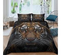 OTBSDNKZZ tiger face closeupSet Di Copripiumino ultra microfibra 3 Pezzi stampa 3D con cerniera wild Animal portrait copripiumino con federe traspirante ultra morbido for ragazze Single（135x200cm）