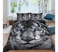 OTBSDNKZZ tiger faceSet Di Copripiumino morbida 3 Pezzi stampa di 3D cerniera nascosta wild animal portrait copripiumino incluso federe aiosa for bambini adulti ragazzi Single（140x200cm）