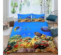 OTBSDNKZZ Underwater sceneSet Di Copripiumino microfibra morbida 3 Pezzi stampa 3D con cerniera Tropical fish reef copripiumino incluso federe aiosa ultra morbido for coppie Single（135x200cm）