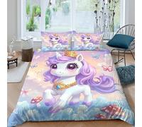 OTBSDNKZZ unicorn princessSet Di Copripiumino microfibra morbida 3 Pezzi stampa 3D con cerniera cartoon magical style copripiumino con federe soffice ultra morbido for ragazze Single（135x200cm）