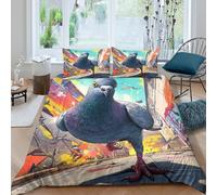 OTBSDNKZZ Urban pigeon artcopripiumino microfibra morbida 3 Pezzi stampa di 3D con cerniera Street graffiti style Set Di Copripiumino con federe traspirante morbida for ragazzi Single（140x200cm）