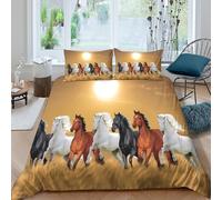 OTBSDNKZZ Wild horses gallopingcopripiumino microfibra 3 Pezzi stampa di 3D cerniera nascosta Desert sunset Set Di Copripiumino con federa soffice morbida for ragazzi Super king（260x220cm）