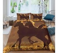 OTBSDNKZZ Wild horses gallopingcopripiumino microfibra 3 Pezzi stampa di 3D con cerniera Sunset silhouette Set Di Copripiumino con federa soffice morbida for ragazzi Super king（260x220cm）
