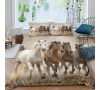 OTBSDNKZZ Wild HorsesSet Di Copripiumino morbida microfibra 3 pezzi motivo 3D con cerniera Natural Desert copripiumino incluso federe aiosa ultra morbido for ragazze Super king（260x220cm）