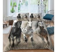 OTBSDNKZZ Wild HorsesSet Di Copripiumino ultra microfibra 3 Pezzi stampa di 3D con cerniera Artistic Equine copripiumino incluso federe aiosa ultra morbido for ragazze Super king（260x220cm）