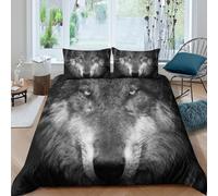 OTBSDNKZZ Wolf faceSet Di Copripiumino microfibra 3 Pezzi stampa 3D con cerniera Wild animal portrait copripiumino con federa traspirante ultra morbido e traspirante for bambini King（220x240cm）