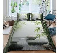 OTBSDNKZZ Zen garden sceneSet Di Copripiumino microfibra 3 pezzi motivo 3D con cerniera Minimalist nature copripiumino con federe traspirante ultra morbido for coppie King（220x240cm）