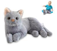 Otbushit 11.81 Peluche per Gatti, Cuscino per Gatti di Simulazione Morbido e Confortevole Giocattolo Realistico vivido Cuscino per Animali di Peluche Carino Realistico per Bambini (Grigio)
