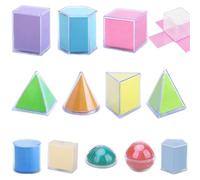 Otbushit 12 Pezzi/Set Forme 3D per insegnare, Forme Geometriche in plastica Rimovibili, Blocchi di Modelli educativi Multicolori per Bambini
