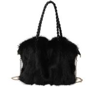 Otbushit 13x11, 4x6, 3 pollici Borsa pelosa di capacit Borsa tote soffice in peluche Borse a tracolla da donna Pellicce sintetiche a tracolla soffice Nero