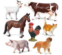 Otbushit 7 Pezzi/Set Figurine realistiche di Animali da Fattoria Include Mucca Gatto Maiale, Giocattoli Animali Decorativi educativi in plastica inodore per la Scuola Domestica
