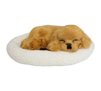 Otbushit Cane di Peluche interattivo con respirazione realistica, Alimentato a Batteria, su materassino, Simpatico Cucciolo Addormentato per Bambini, Giallo