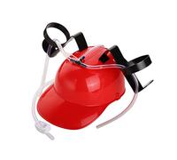 Otbushit Guzzler Casco per Bere Porta lattina Cappello per Bevitore con Cannuccia per Feste di Calcio Halloween Natale Divertimento Rosso
