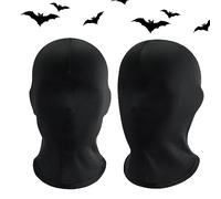 Otbushit Maschera a pieno facciale nera 2 pezzi: maschera a testa intera unisex traspirante e resistente al sole in seta di ghiaccio, formato libero elastico ad asciugatura rapida per Halloween per