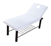 Otbushit Morbido lenzuolo con angoli per lettino da massaggio con foro per il viso, bordo elastico, facile da installare e lavare - adatto per letti da 31, 5 cm, bianco per lettini di bellezza