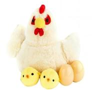 Otbushit Peluche di Pollo farcito con Pancia con Cerniera e Uova o Pulcini per Ragazzi e Ragazze, Compleanno, Natale, Pasqua, Giallo