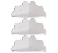 Otbushit Set di 3 mensole sospese ad angolo da parete, mensole creative a forma di nuvola facili da installare e in legno resistente per la cucina del bagno della camera da letto