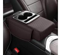 OTCPP Cuscino Bracciolo Auto per Porsche Panamera 2009-2025, Cuscino per Bracciolo Auto in Pelle con Organizer Laterale, Doppi Portabicchieri e Porta Cellulare,A Brown