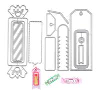 OTCRAFT 1 set di etichette e 1 set di fustelle rettangolari per biglietti regalo e buste, etichette per album di ritagli, biglietti fai da te, accessori artigianali (tag: 12,4 x 15,7 cm, caramelle: 15