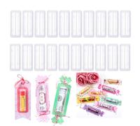 OTCRAFT 20 cupole rettangolari in plastica trasparente da 8,6 x 3,6 cm; sacchetti autoadesivi per balsami per labbra per fai da te, biglietti regalo, shaker, biglietti, artigianato fatto a mano,