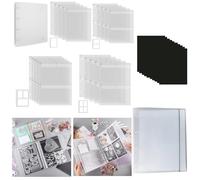 OTCRAFT 20 pagine/1 set raccoglitore per libri trasparente A4 a 4 anelli; Cartella portaoggetti per libri e fustelle per timbri e fustelle con 10 fogli magnetici in gomma Organizer per stencil da 0,3