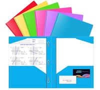 OTCRAFT Confezione da 6 cartellette in plastica tascabili A4, 2 tasche e 3 punte, 2 slot per carte, cartellette tascabili resistenti e durevoli con punte, cartelle colorate per compiti scolastici e uf
