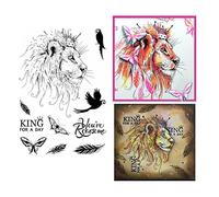 OTCRAFT Leone re timbro sei roarsome word trasparente per fare biglietti fai da te, scrapbooking, carta, artigianato, forniture artistiche fatte a mano