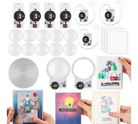 OTCRAFT Set da 12 pezzi con 2 luci circolari e 4 luci a LED lineari facili da 1 e 3 LED lineari con 17 pezzi per set di matrici circolari 3 fogli 93 strisce di schiuma per carte luminose fai da te che