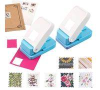 OTCRAFT Set di 2 punzoni rettangolari da 2,5 x 20,3 cm, punzonatrice a leva rettangolare smerlata, per lavori con carta, scrapbooking, biglietti fai da te, artigianato, forniture (argento)